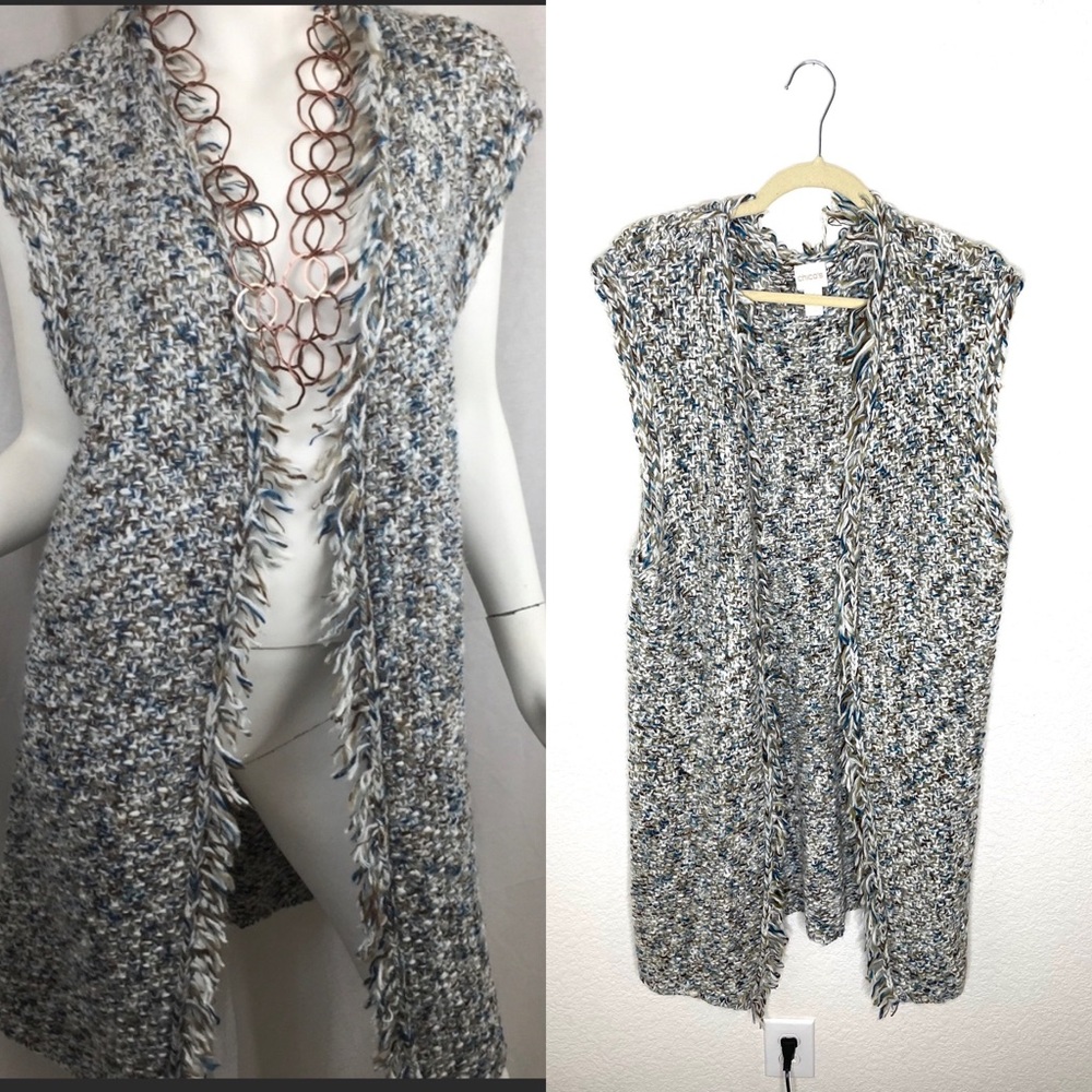 NWOT Chico's Open Long Open Knit sweater duster Vest Women’s size Large